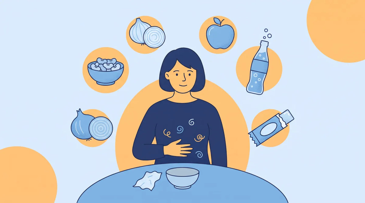 Illustration : femme avec un ventre gonflé après le repas