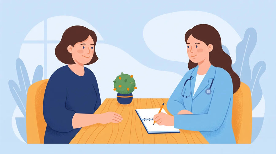 Illustration : femme qui échange avec sa médecin
