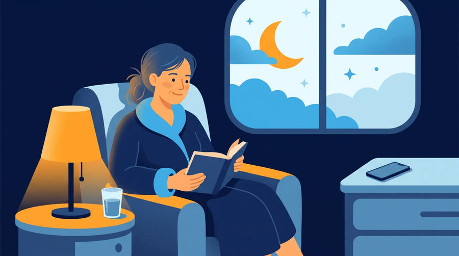 Illustration : routine du soir avec un livre et une lumière tamisée